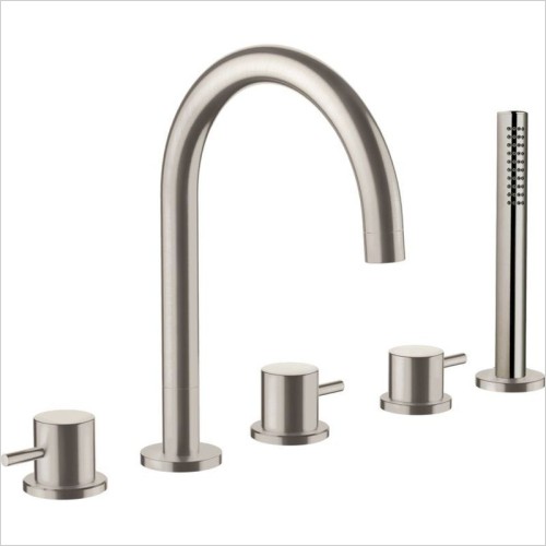 JTP Taps & Mixers - Inox 5 Hole Bath Shower Mixer With Extractable Hand Shower